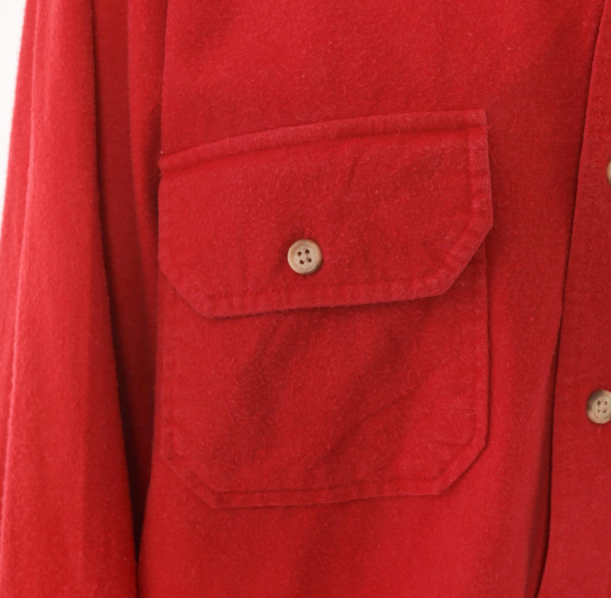 Woolrich 90s Red Cotton Flannel Button-Up Shirt Dual Chest Pocket Large L