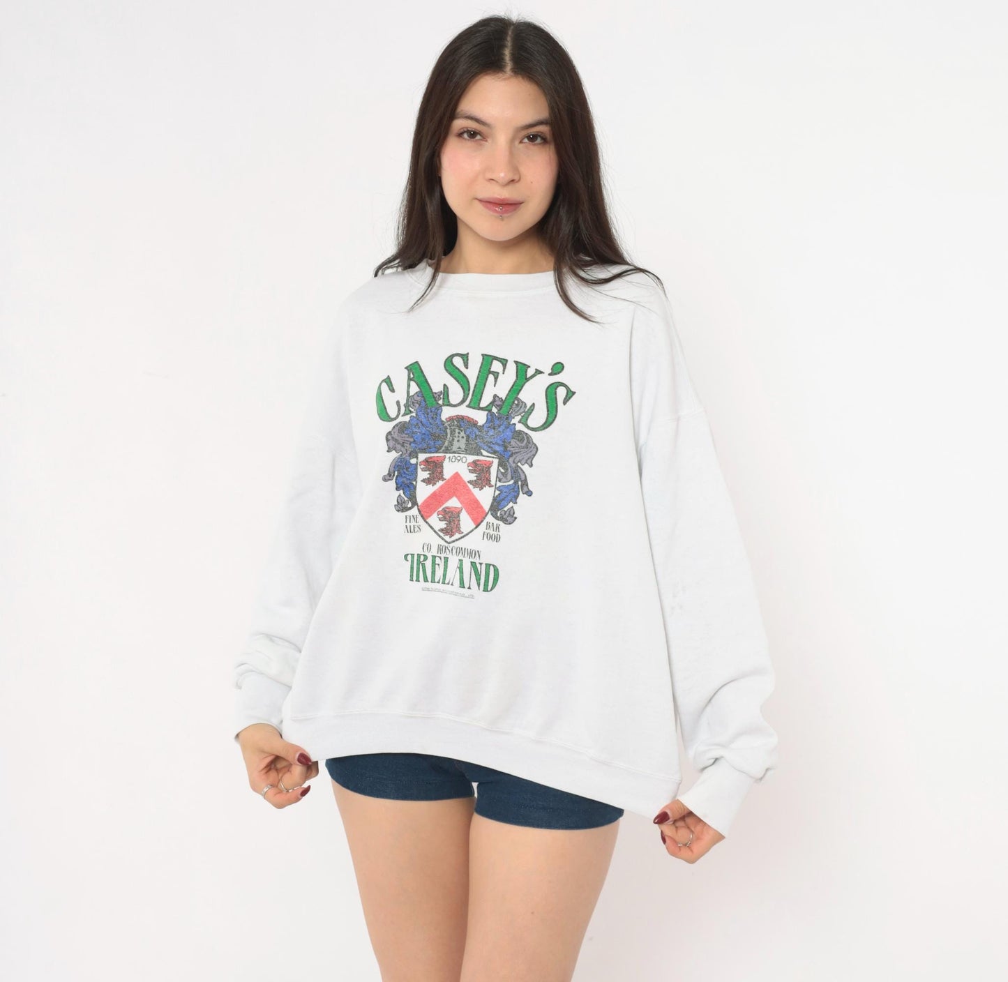 80s Healthknit Casey's Pub Ireland Crewneck Sweatshirt Green Crest Extra Large