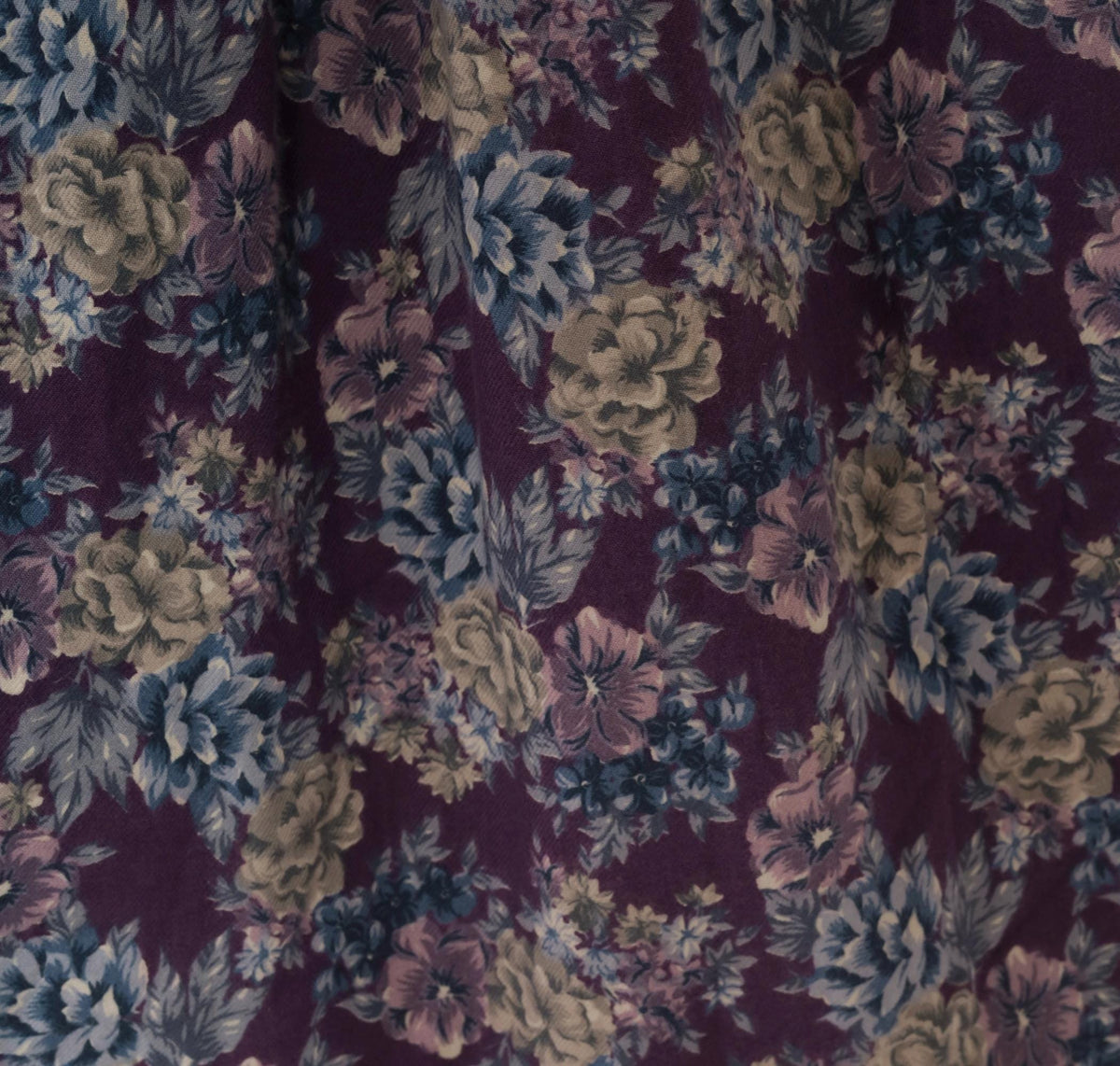 80s Laura Ashley Purple Floral Pleated Skirt High Waist Cotton Wool Small