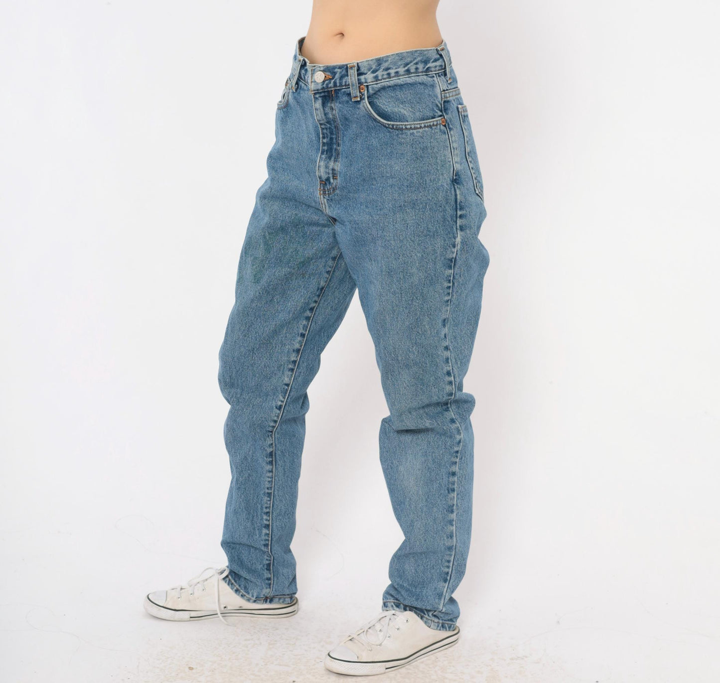 90s Calvin Klein High-Waist Straight Jeans Medium Wash Blue Small S