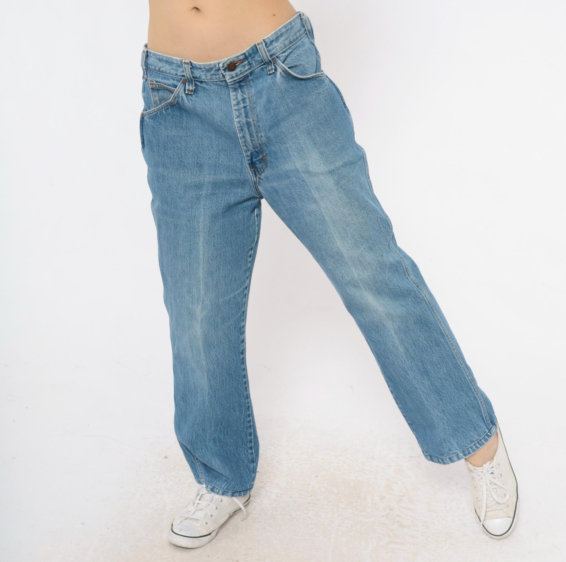 90s Dickies Light Stonewash Jeans High Rise Straight Leg Blue Cotton 34x31