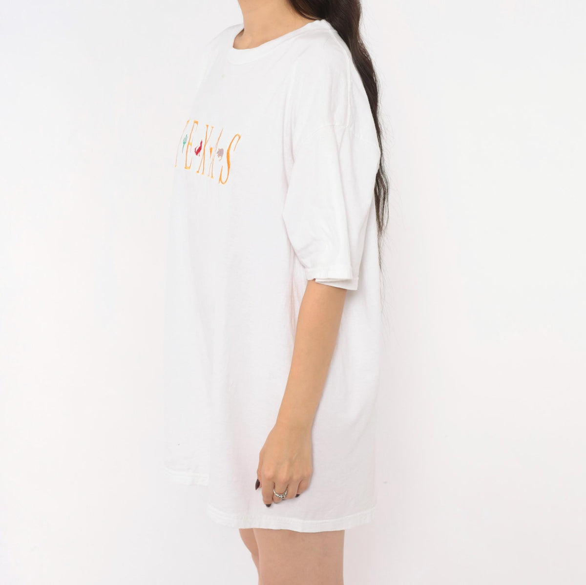 90s Tultex Texas Embroidered Tee White Cotton Cactus Longhorn Armadillo Coyote Extra Large XL