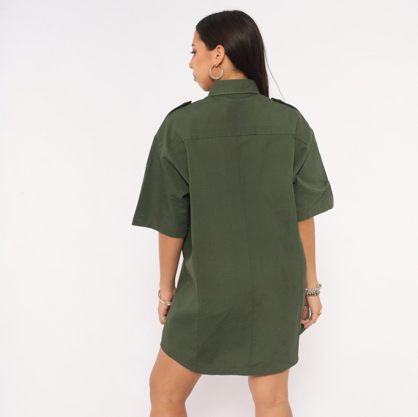 90s Camco Military Shirt Olive Green Button-Up Utility Epaulette Extra Large