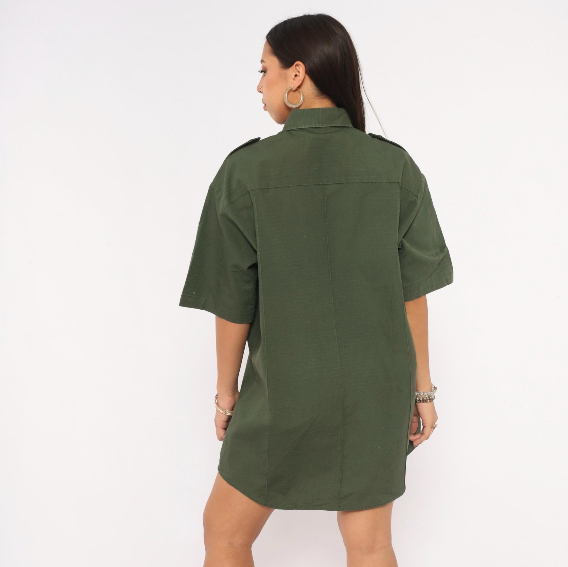 90s Camco Military Shirt Olive Green Button-Up Utility Epaulette Extra Large