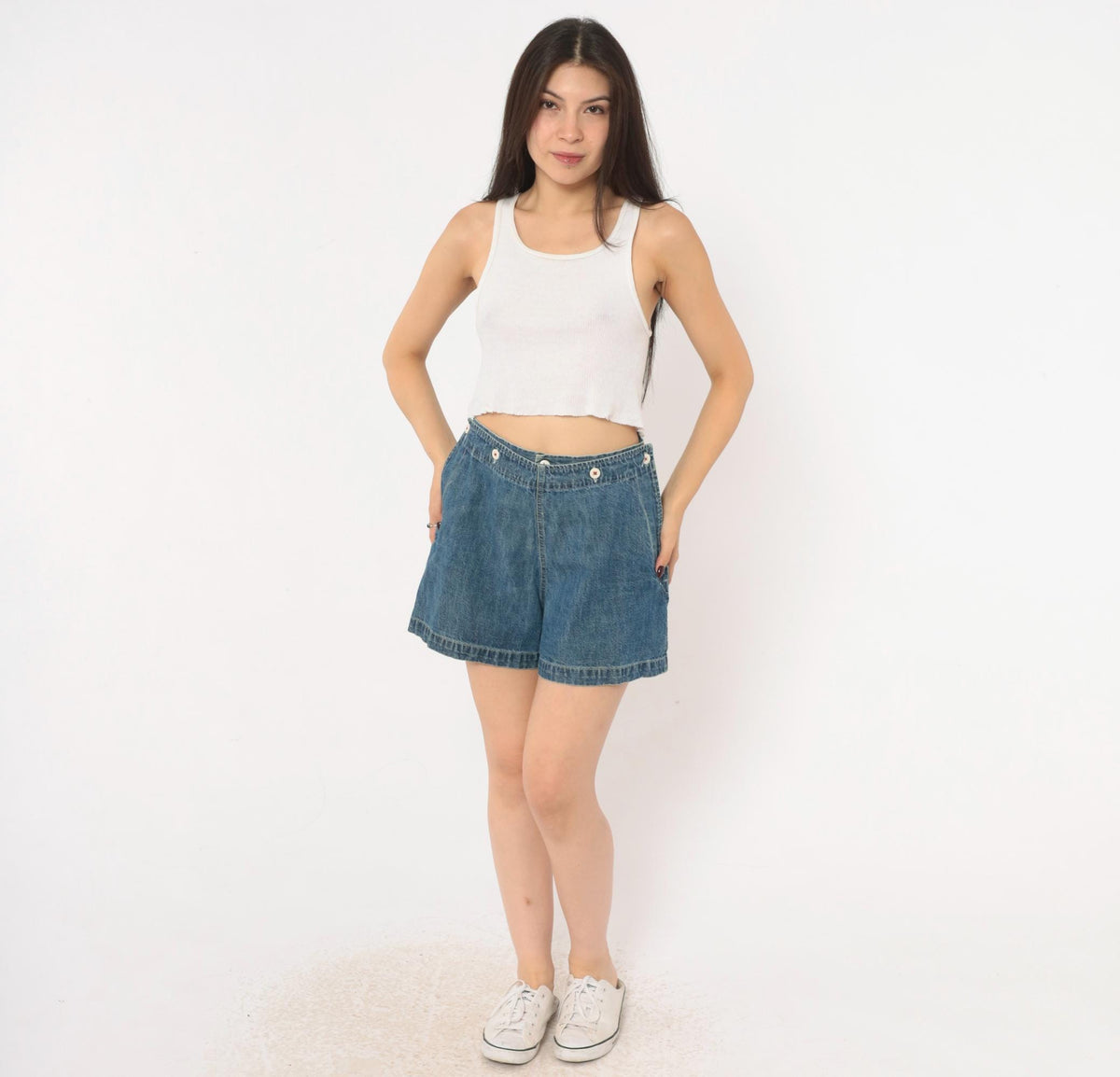 Y2K Ralph Lauren Denim Shorts Blue High Waist Cotton Medium M