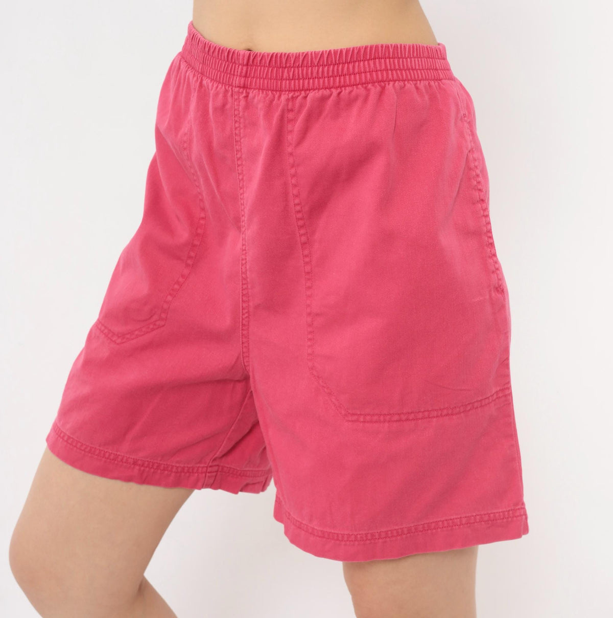 90s Eddie Bauer Pink Cotton Shorts High Waist Elastic Medium M