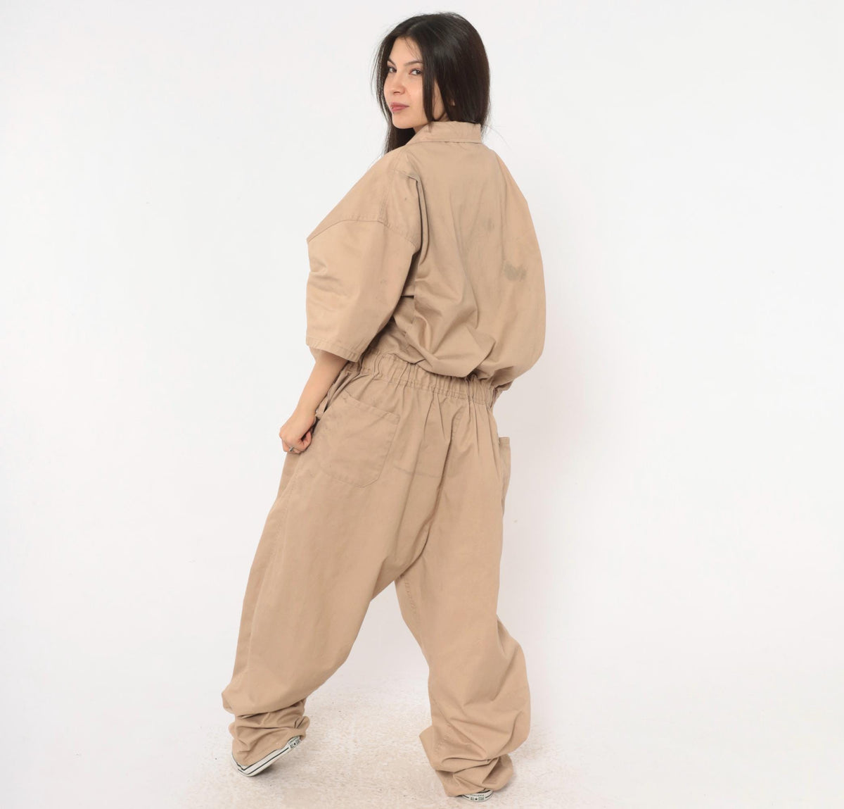 90s Kolossus Tan Coveralls Jumpsuit Short Sleeve Workwear Plus Size 3XL
