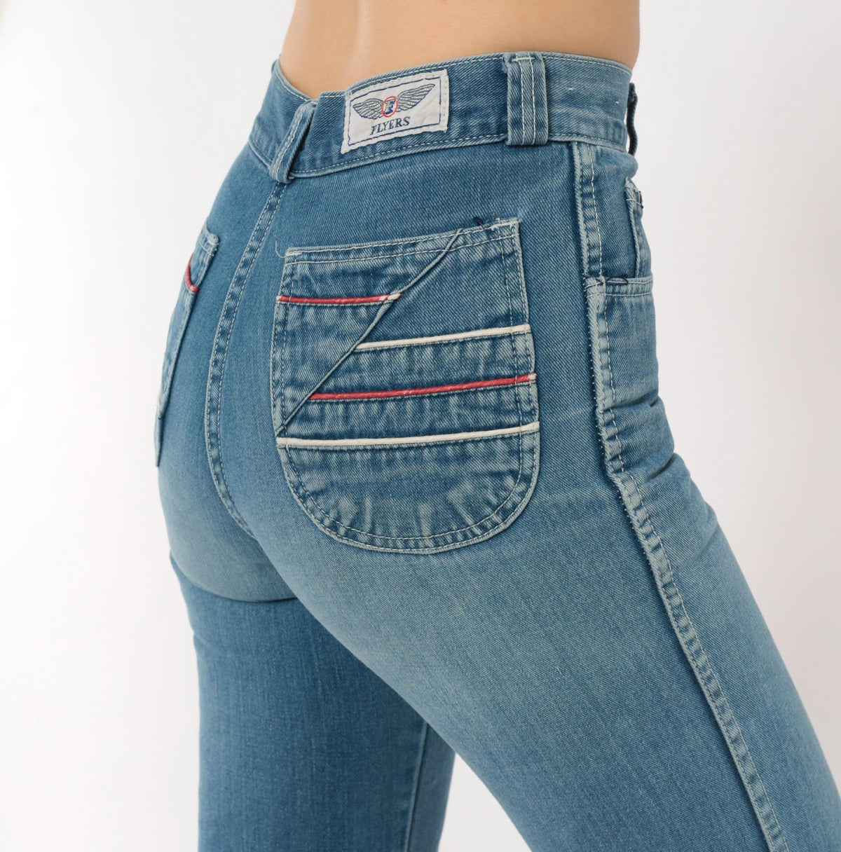 80s Flyers High Waist Straight Leg Jeans Medium Wash Cotton Blue Extra Small XS