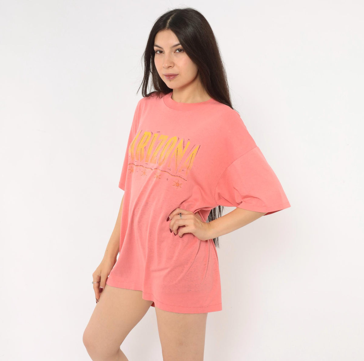 90s Arizona Souvenir Tee Coral Pink Sun Graphic Cotton Unisex Extra Large XL