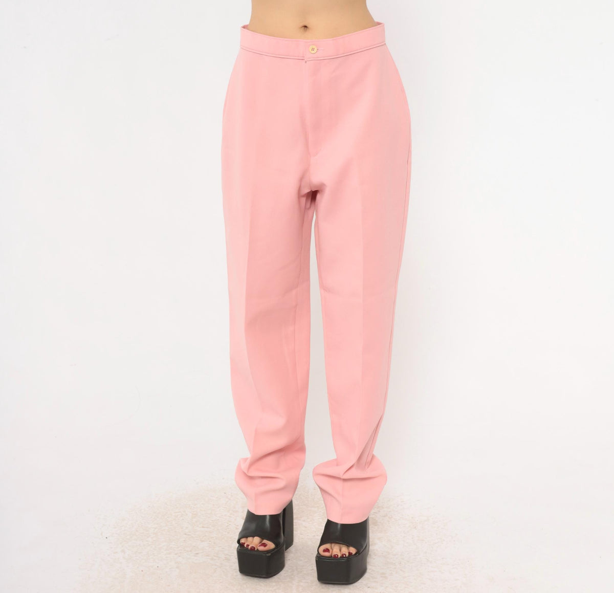 70s Bend Over Pink High-Waist Tapered Trousers Medium M