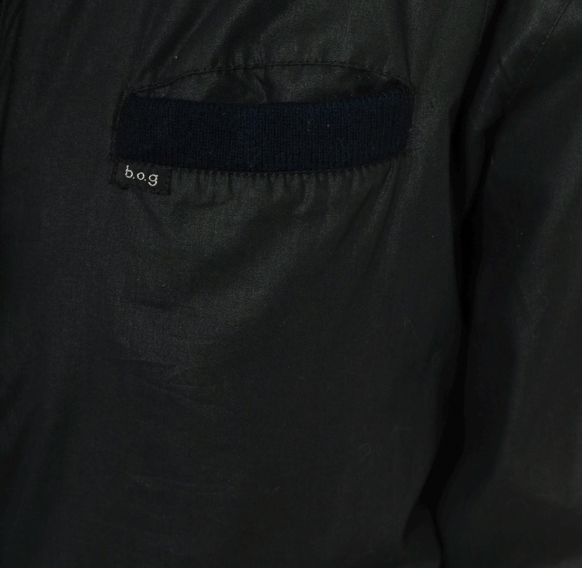 80s Bog Black Bomber Jacket Cotton Epaulette Stand Collar Small