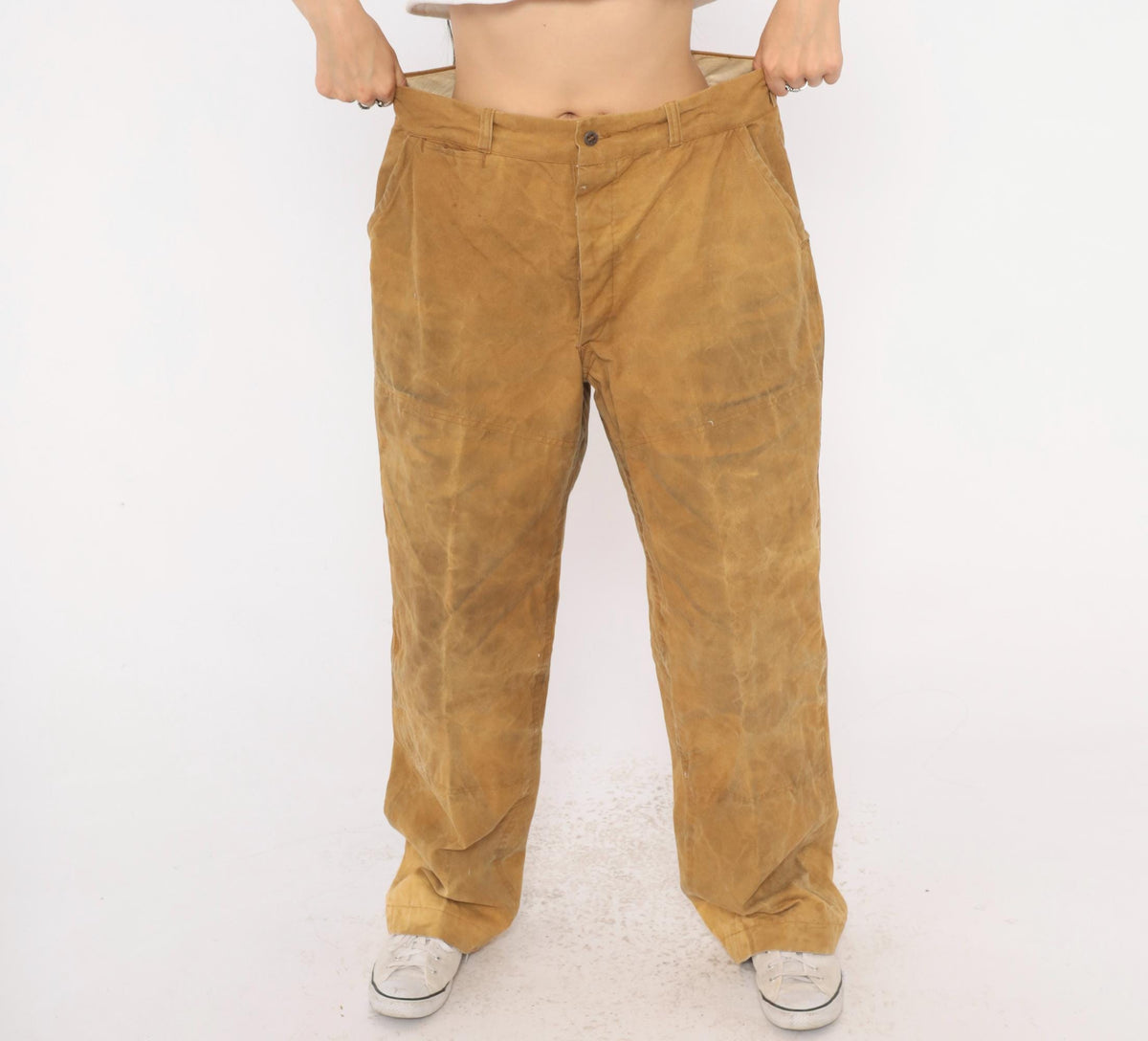 1920s Drybak Hunting Trousers Mustard Cotton High Waist Straight Leg Medium