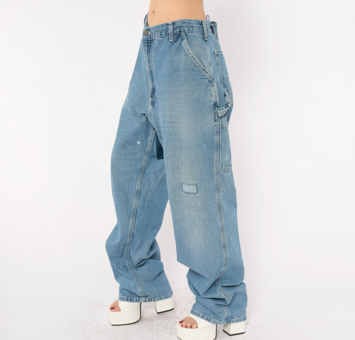 Carhartt Carpenter Jeans Y2K Light Wash Denim Straight Leg Hammer Loop 38x34