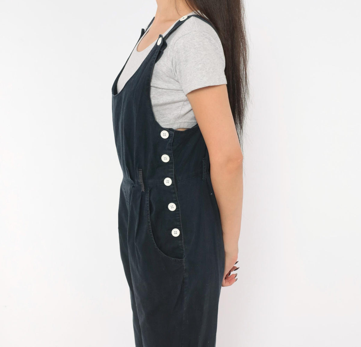 90s Joni Blair Navy Cotton Overalls Cropped Tapered Leg Small S