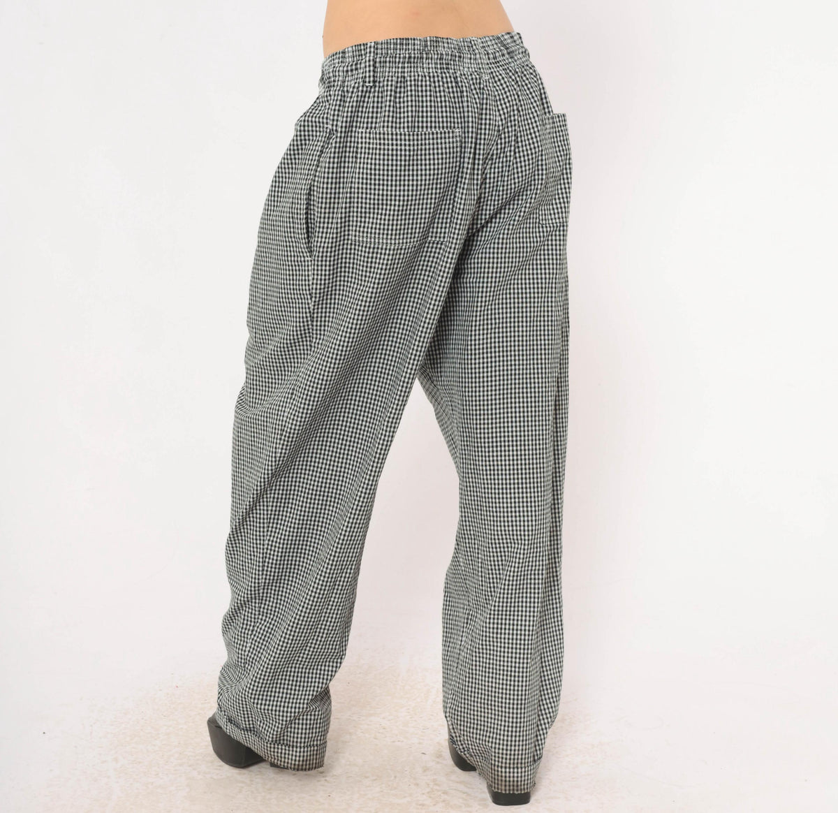 90s Newchef Fashions Black White Gingham Chef Pants Cotton Large L