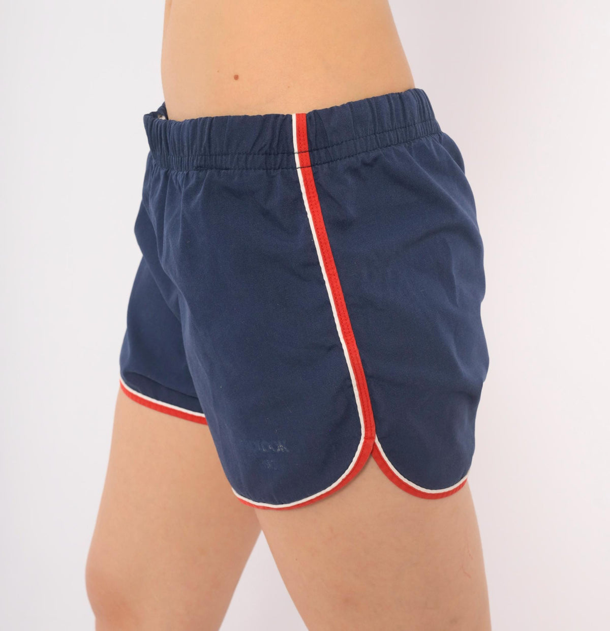 80s Asics Navy Running Shorts Red White Trim Athletic Medium