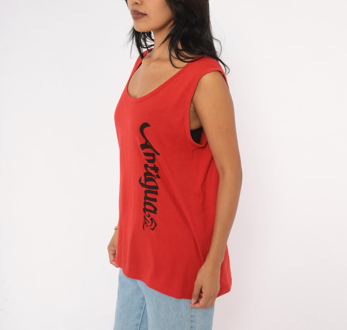 90s Red Antigua Caribbean Tank Top Graphic Sleeveless Large L
