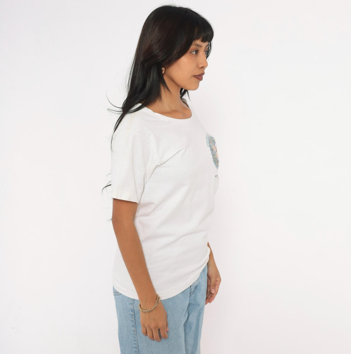 90s San Diego Dolphin Yin Yang Mandala Graphic Tee White Small