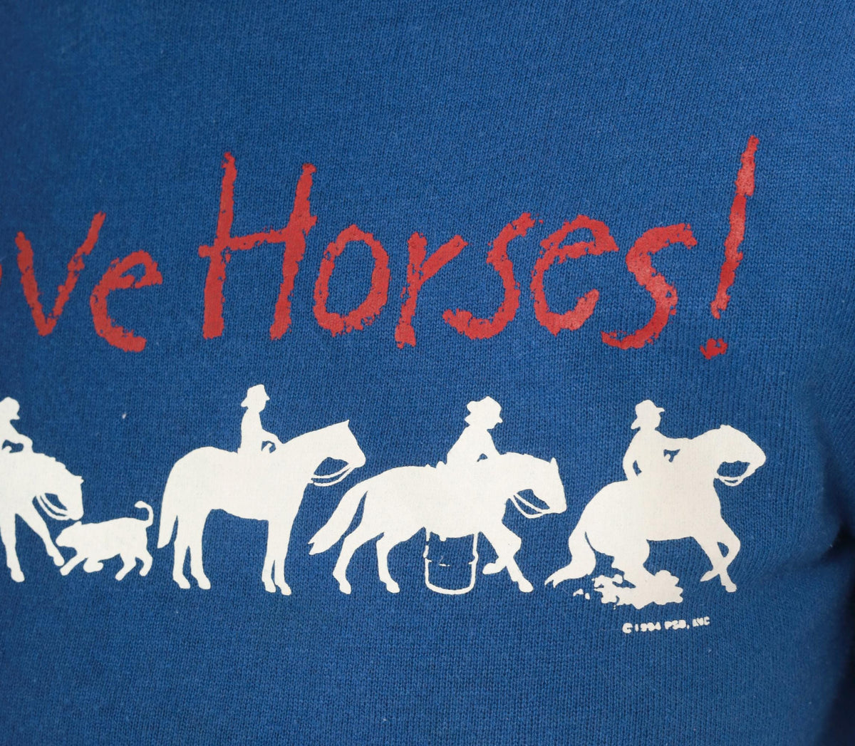 90s Jerzees Horse Sweatshirt Cobalt Blue Cropped Graphic Extra Small XS