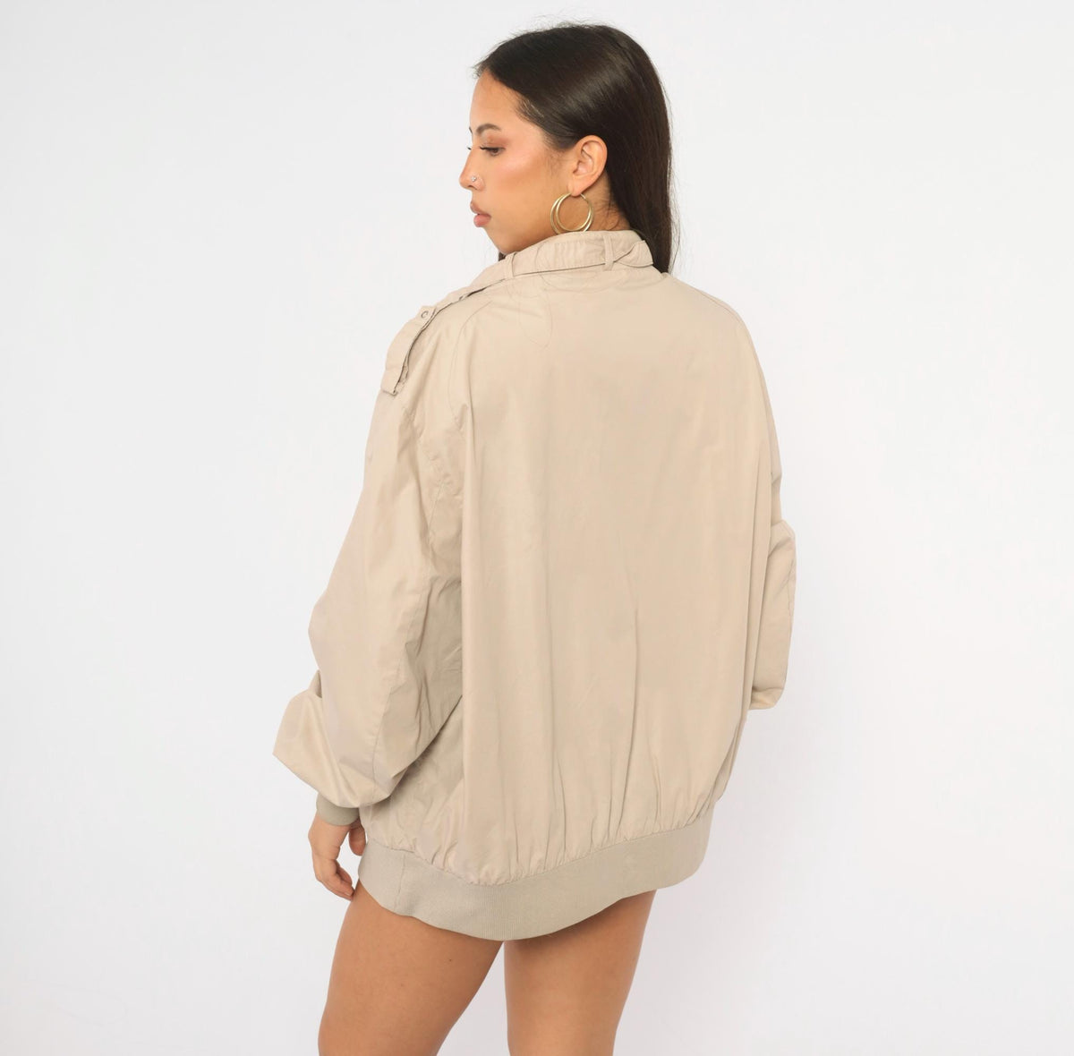 80s Members Only Bomber Jacket Beige Raglan Zip Front Plus Size XXL