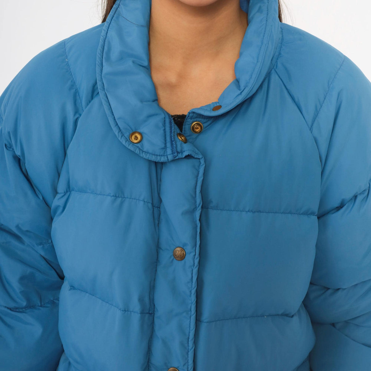 80s Eddie Bauer Cobalt Blue Down Puffer Jacket Raglan Medium