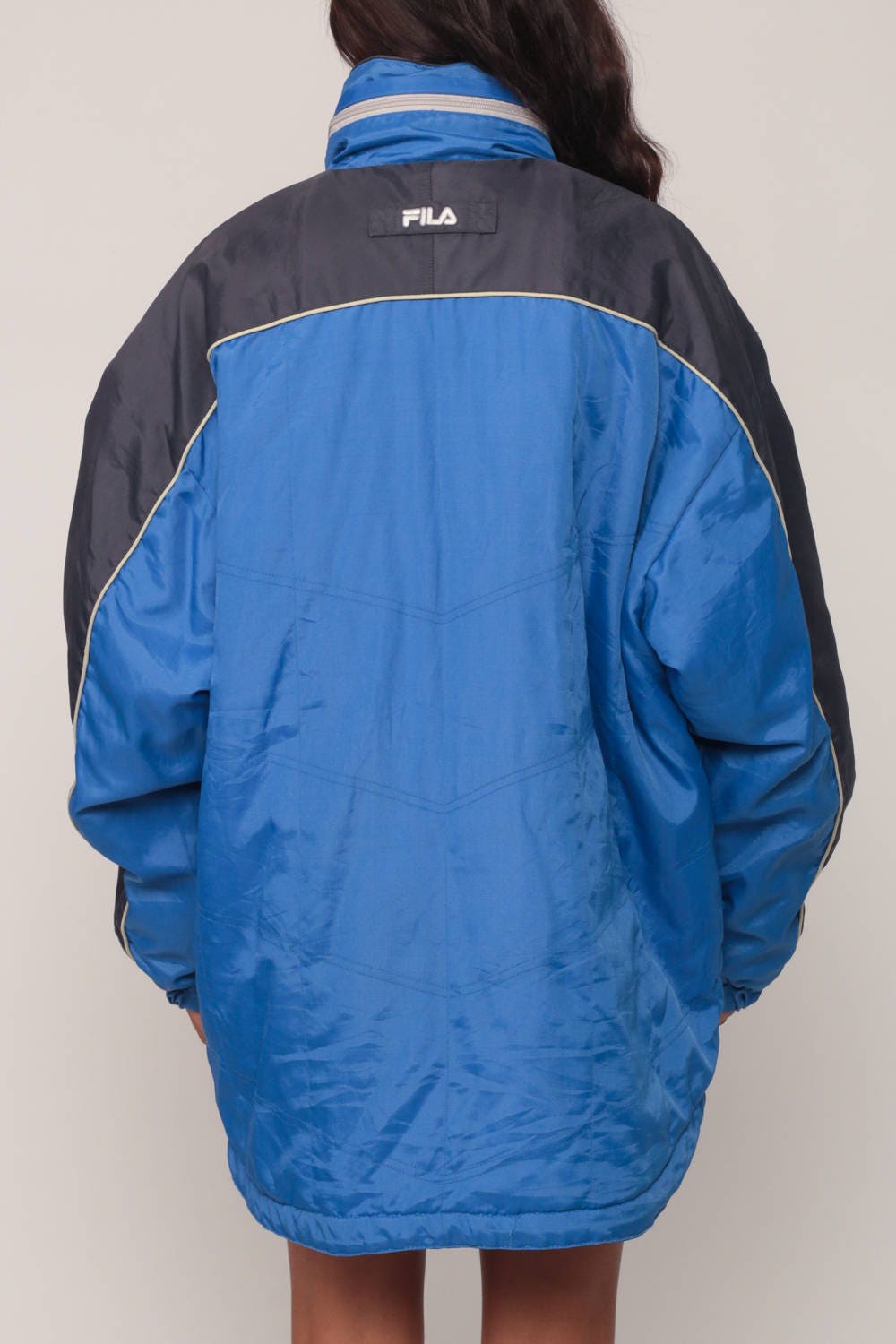 Fila Blue Hooded Sports Jacket 90s Nylon Windbreaker Extra Large