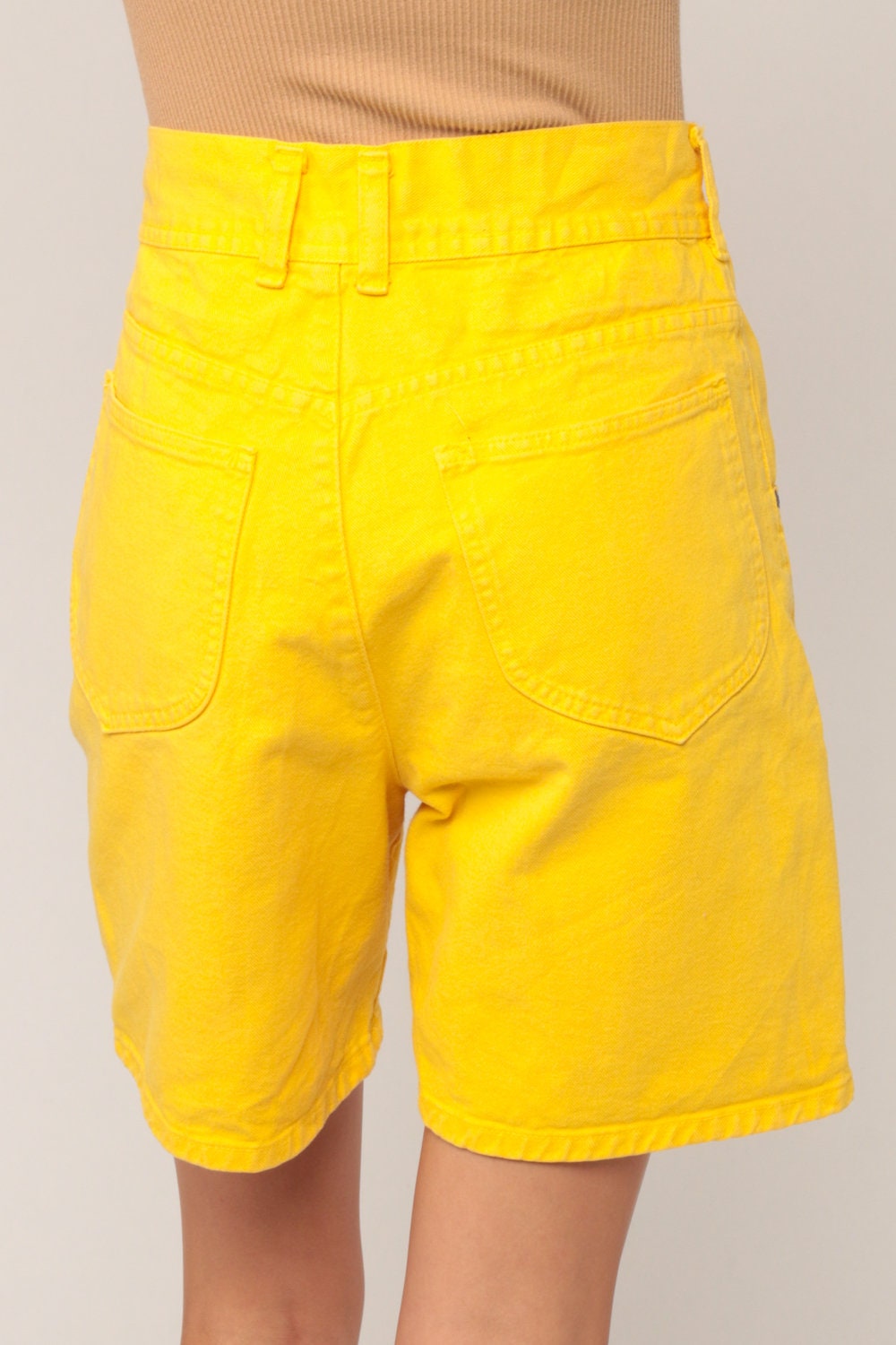 90s Yellow Denim Shorts High Waisted Button Fly Extra Small