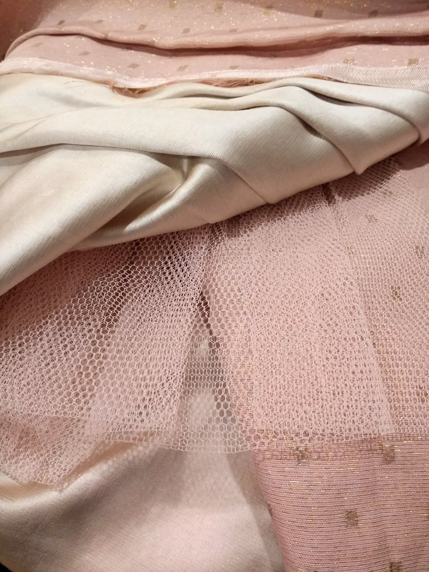 1950s Pink Metallic Tulip Skirt Party Dress Tea Length Extra Small XS