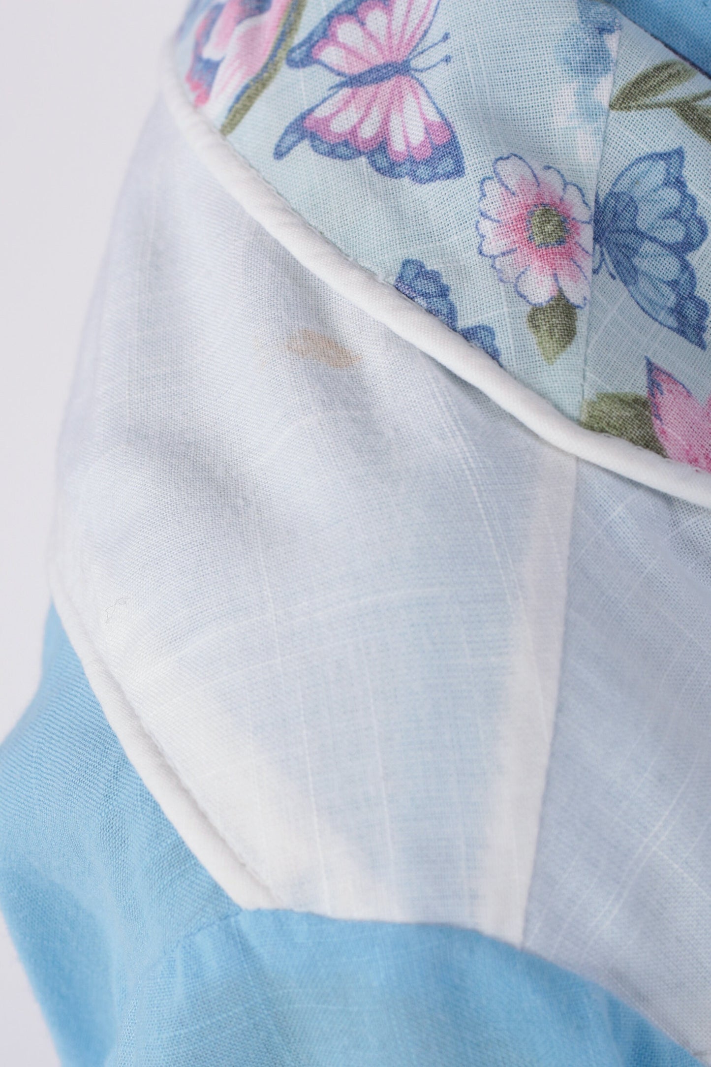 80s Western Butterfly Pearl Snap Blouse Baby Blue Long Sleeve Large