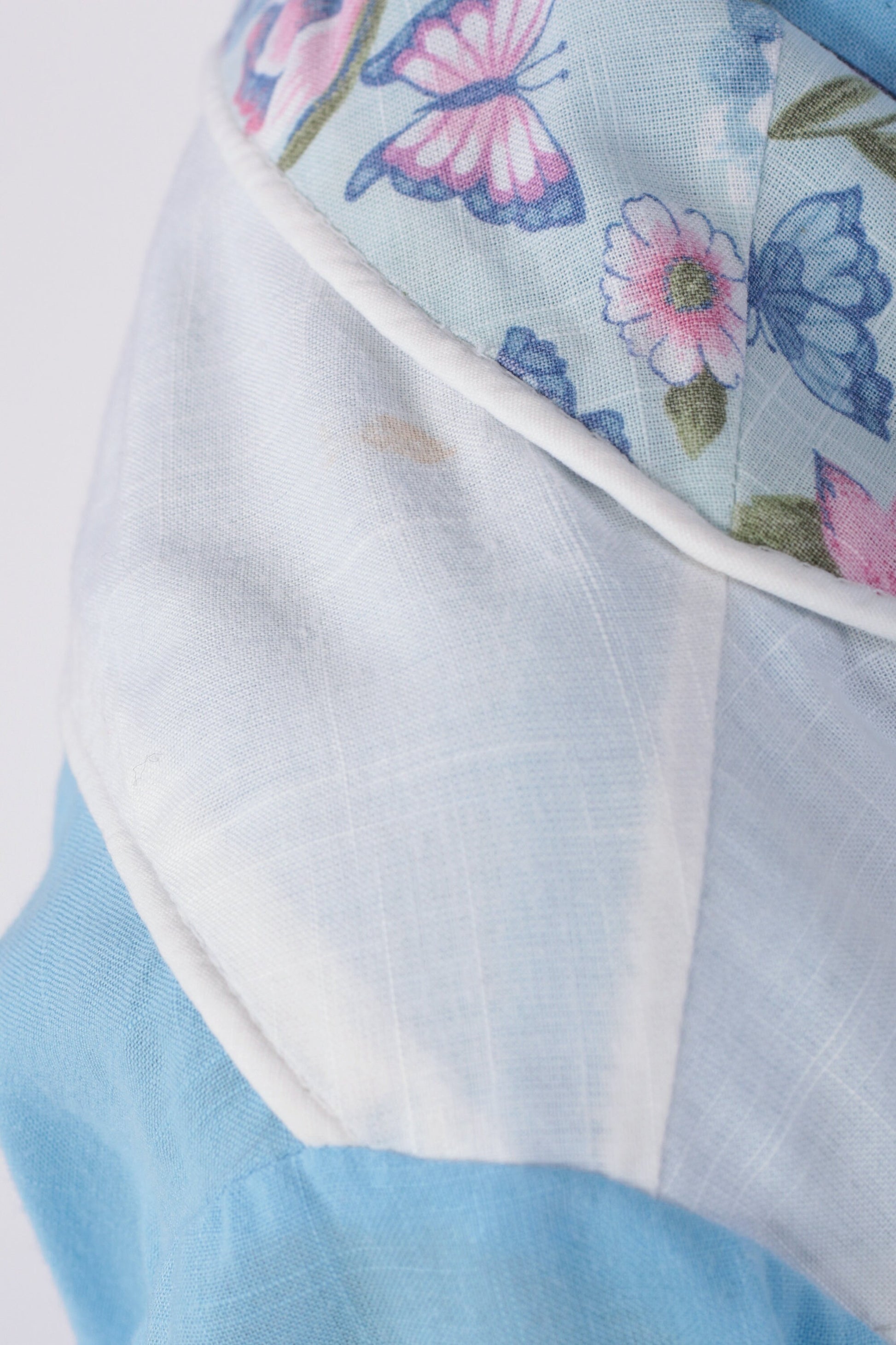 80s Western Butterfly Pearl Snap Blouse Baby Blue Long Sleeve Large