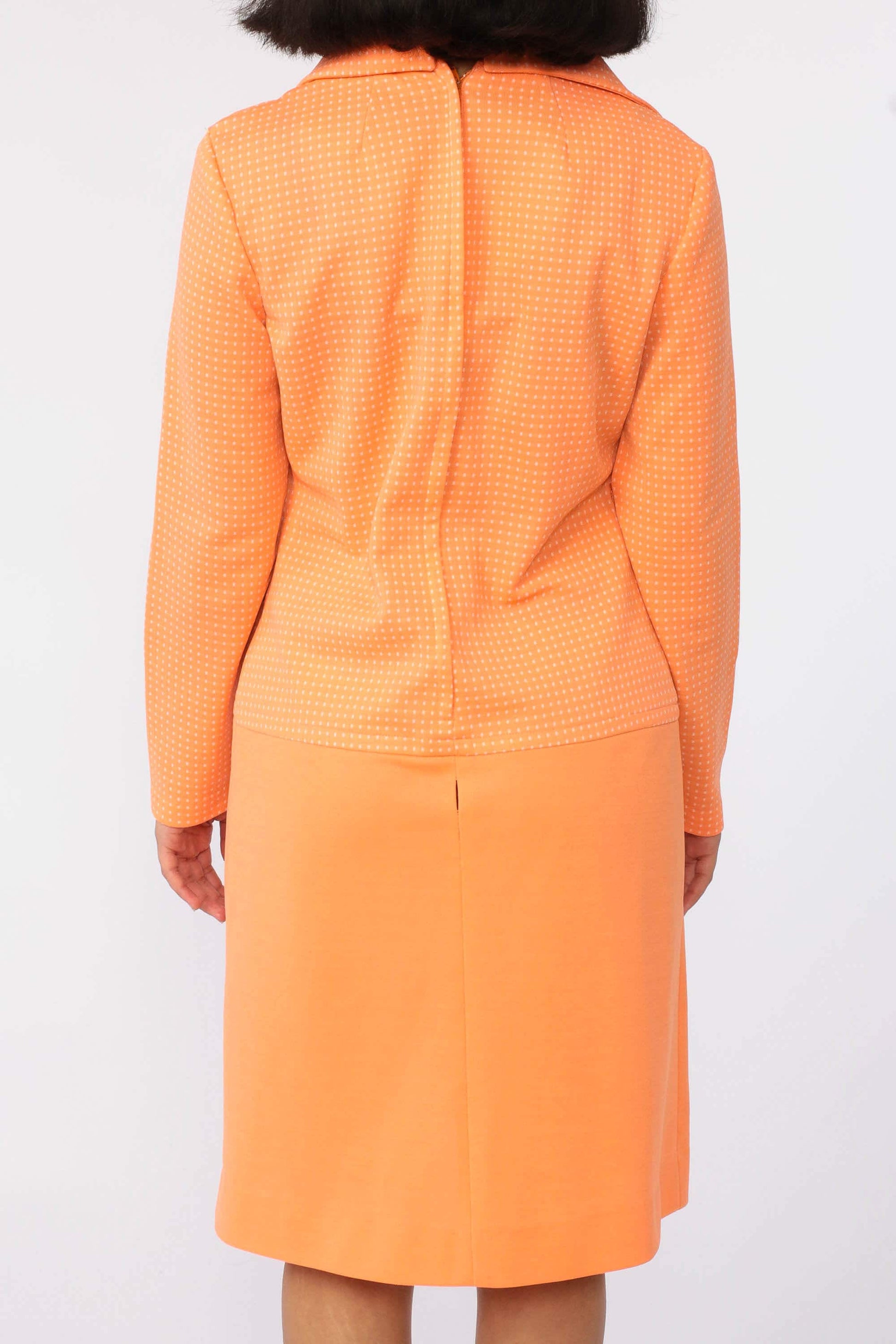 60s Mod Mini Dress Orange Polka Dot Drop Waist Shift Medium