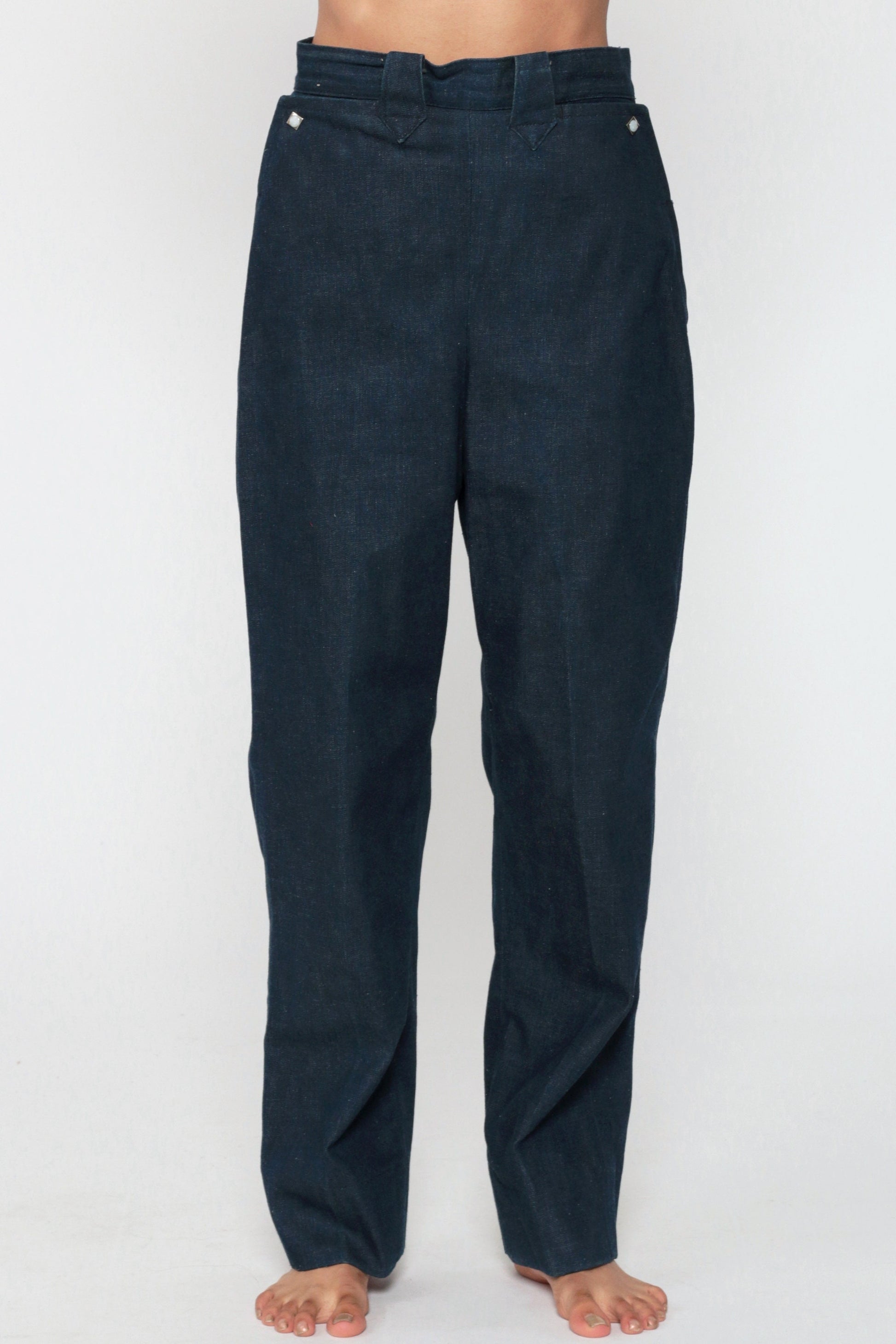 1950s Levi's Shorthorn Western Jeans Dark Blue Side Zip Sanforized Extra Small