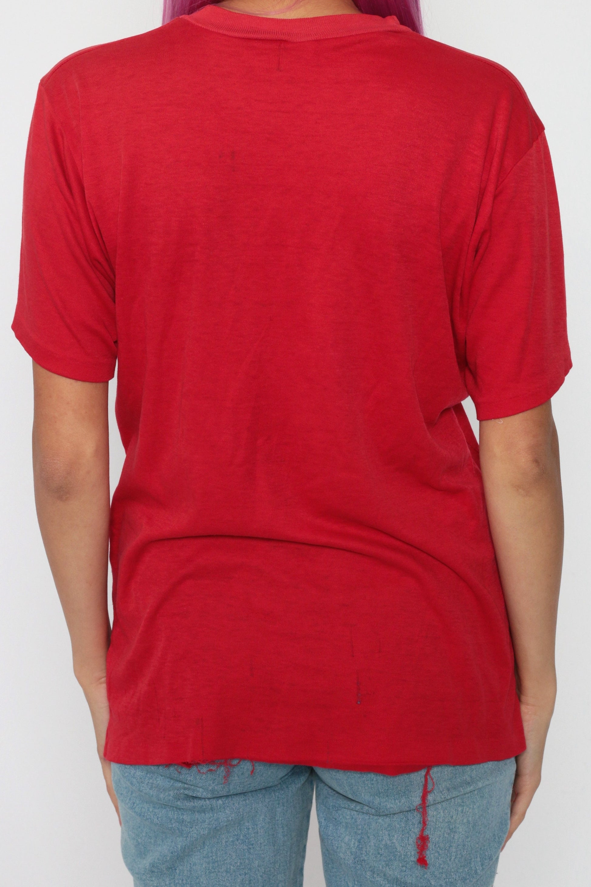 80s ABC Sports Graphic T-Shirt Red Cotton Tee Medium