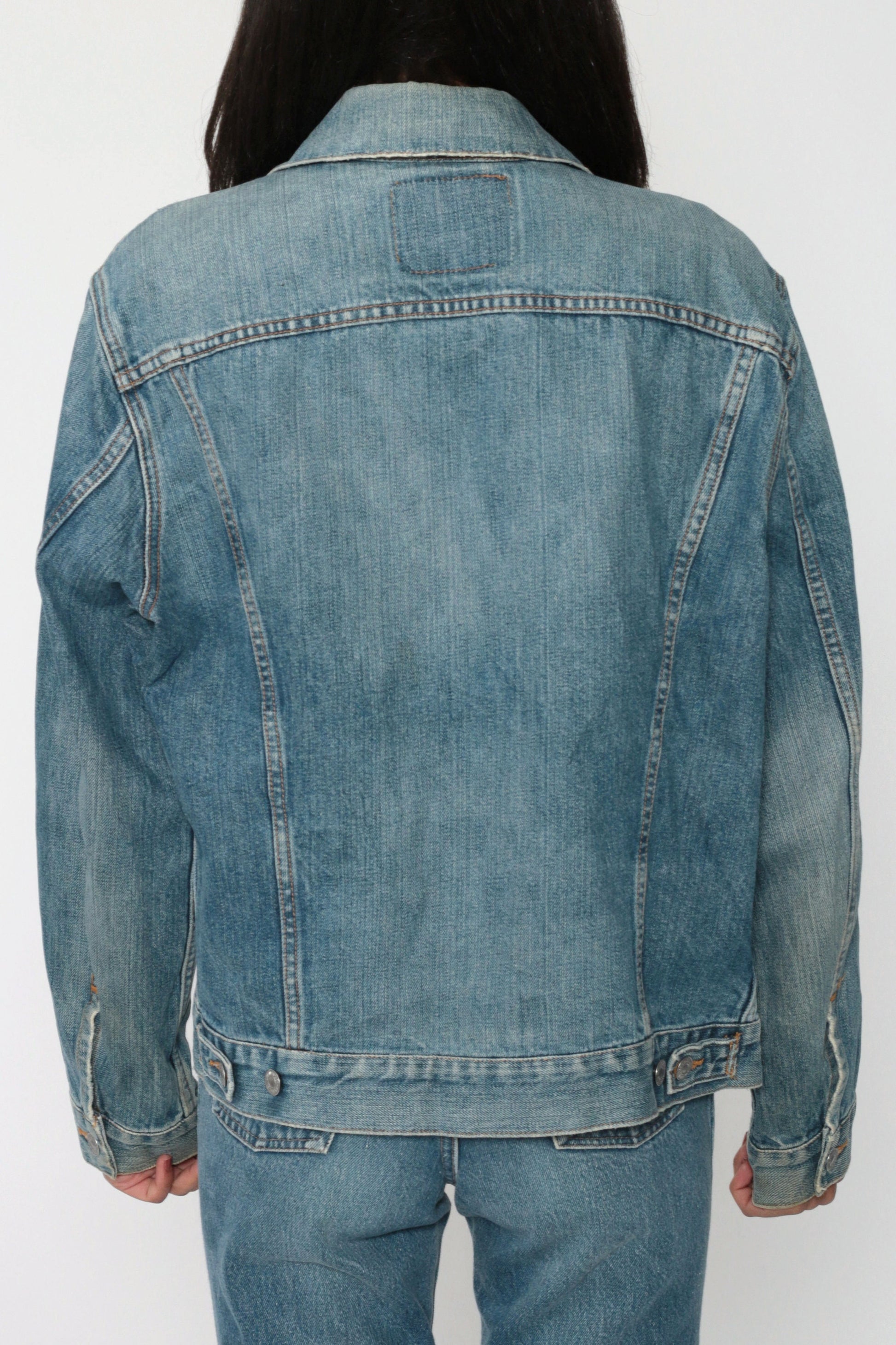90s Levi's Denim Trucker Jacket Blue Red Tab Small Medium