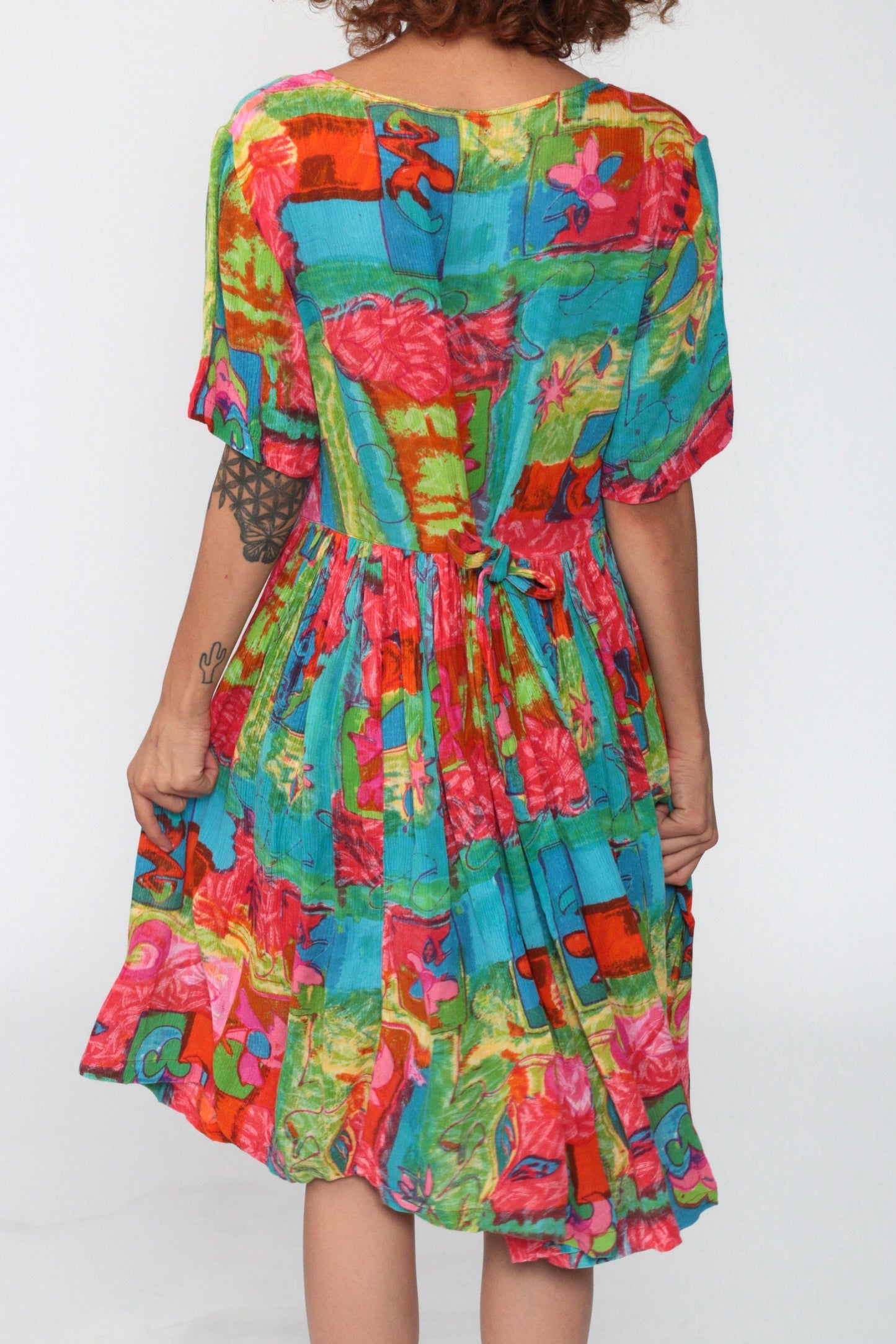 90s Phool Floral Button-Up Dress Multicolour High-Waisted Knee-Length Small