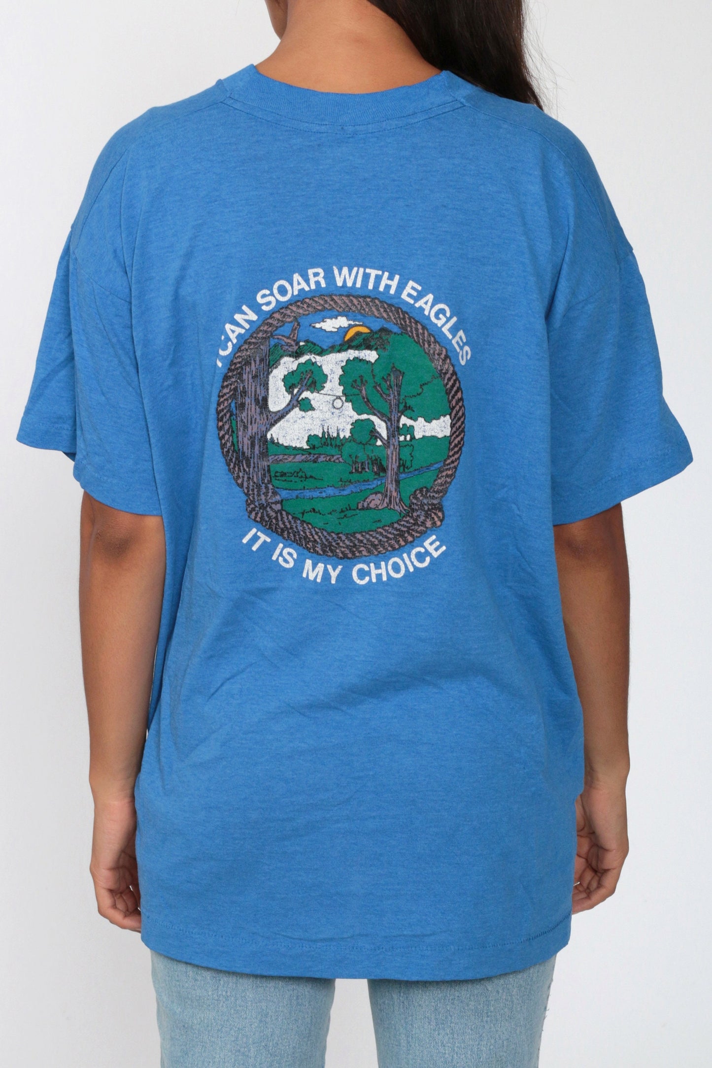 80s Impact Rope Rock Climbing Training Graphic T-Shirt Blue Extra Large