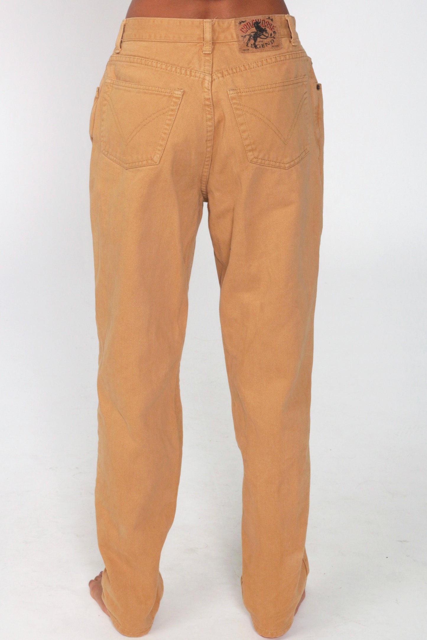 90s Crazy Horse Legend Khaki High-Waist Straight Jeans Cotton Medium