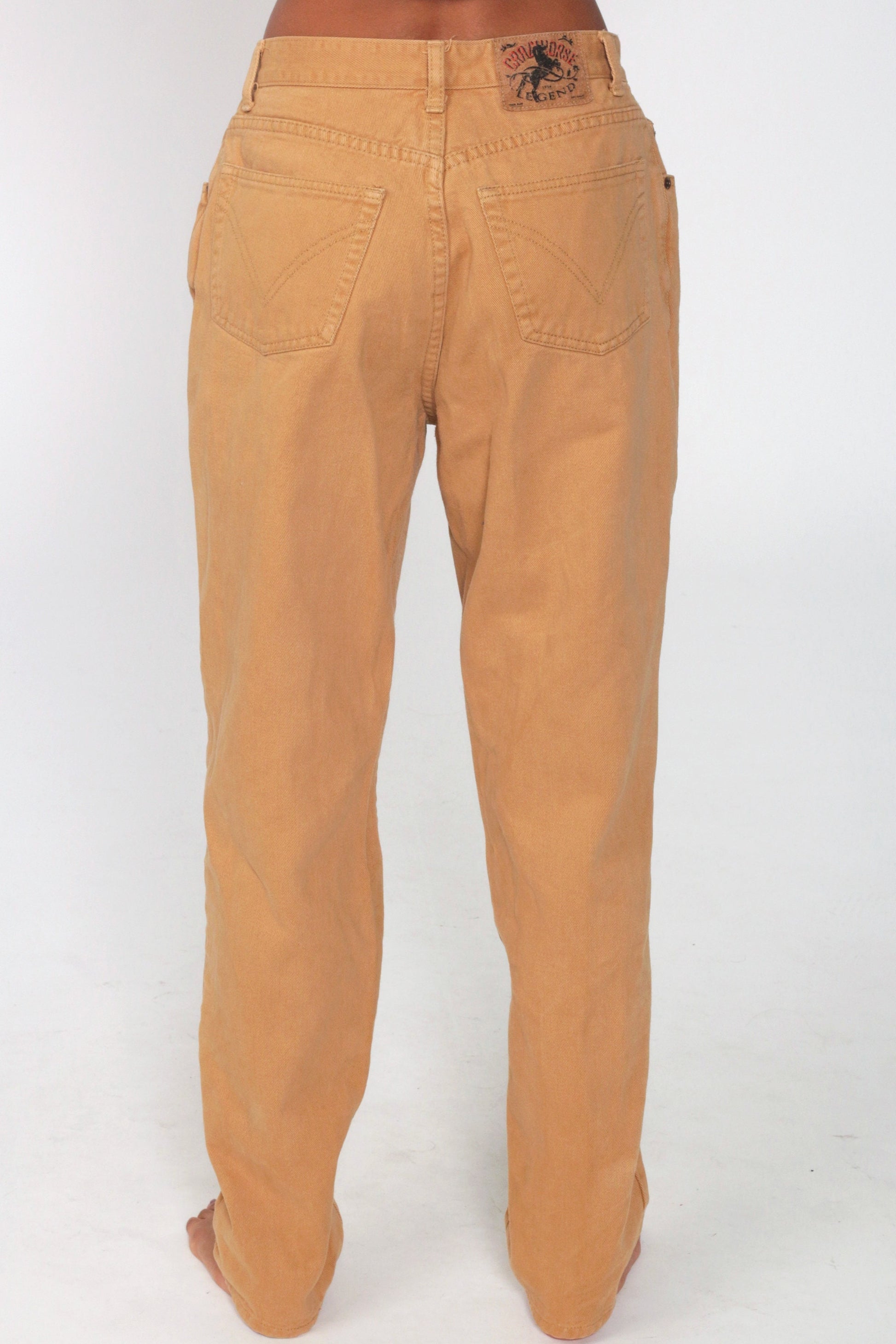 90s Crazy Horse Legend Khaki High-Waist Straight Jeans Cotton Medium