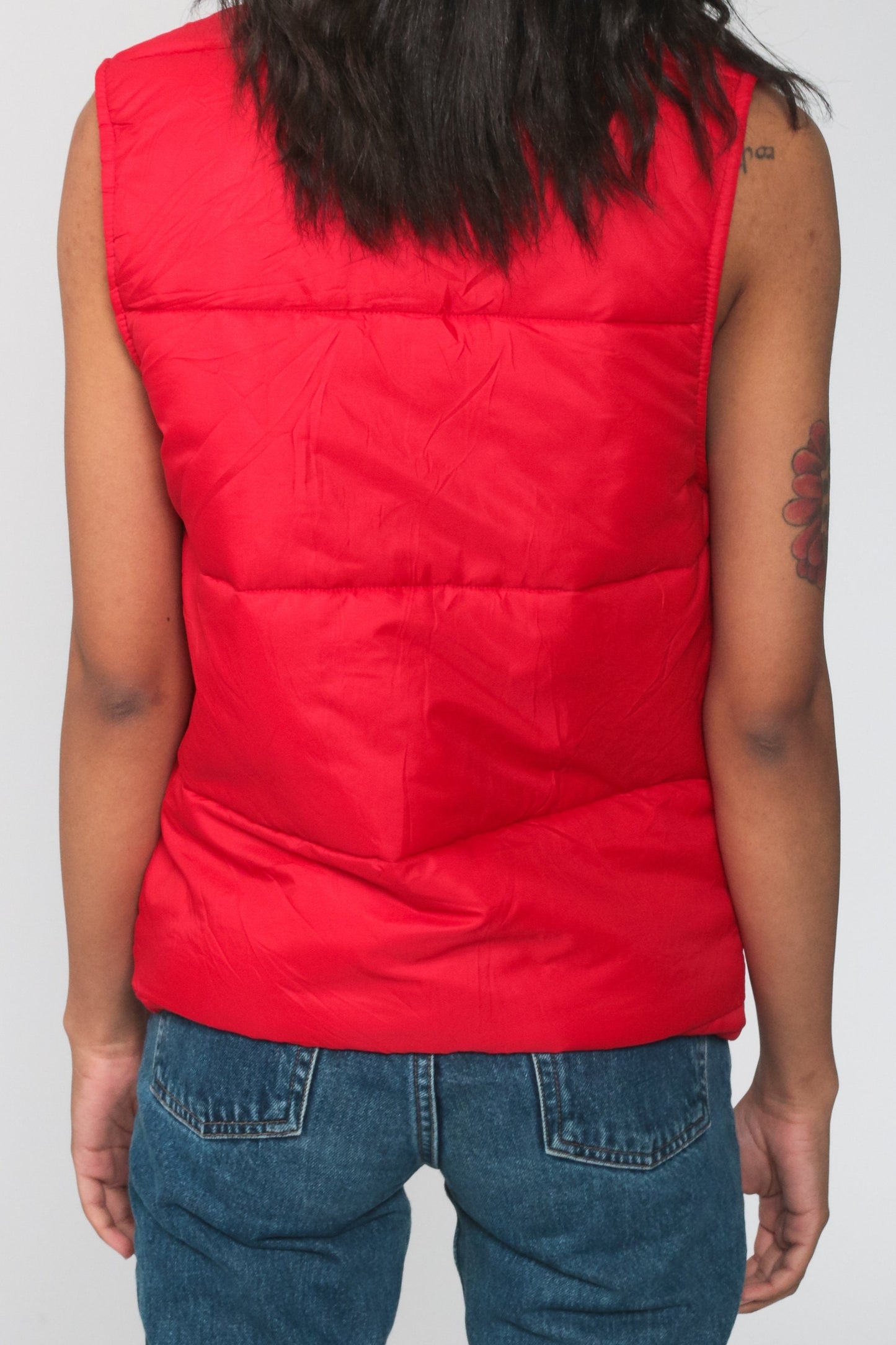 70s Weathercaster Red Puffer Ski Vest Sleeveless Jacket Small
