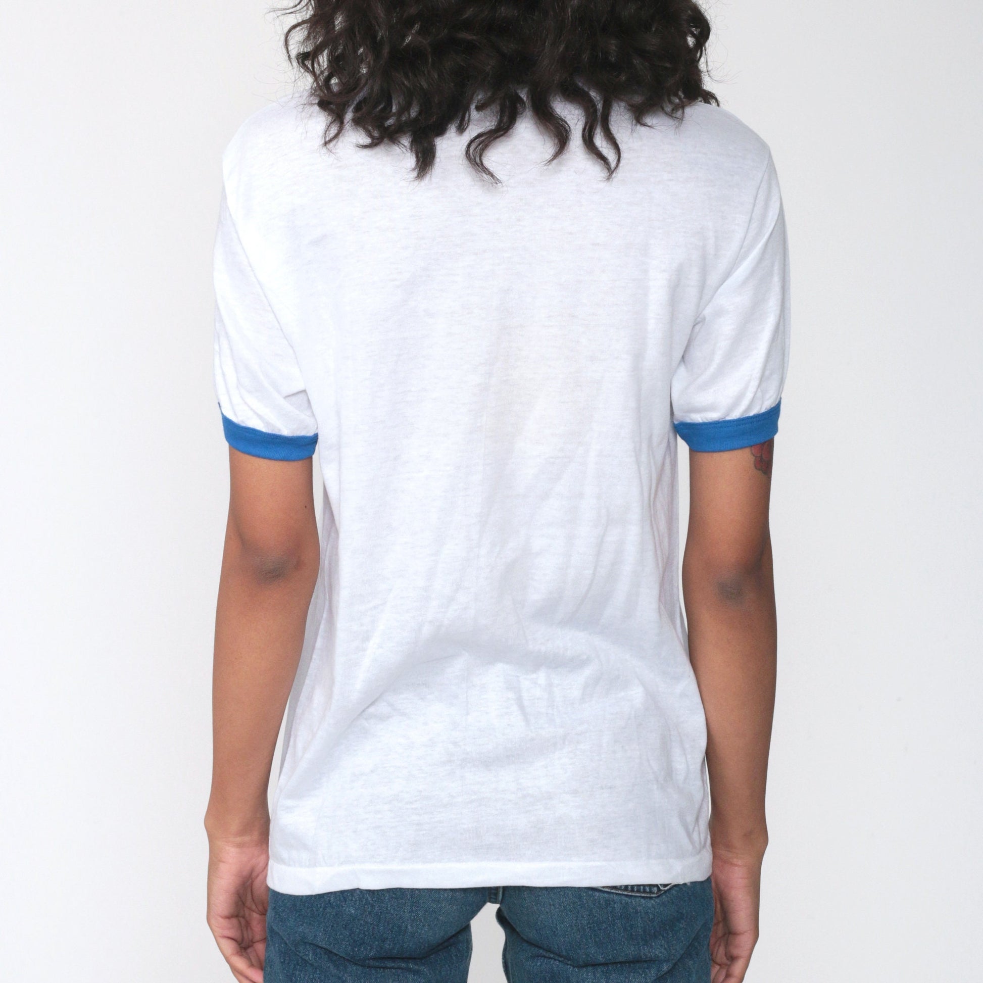 80s Say No To Drugs Ringer T-Shirt Burnout Graphic Tee Unisex Small