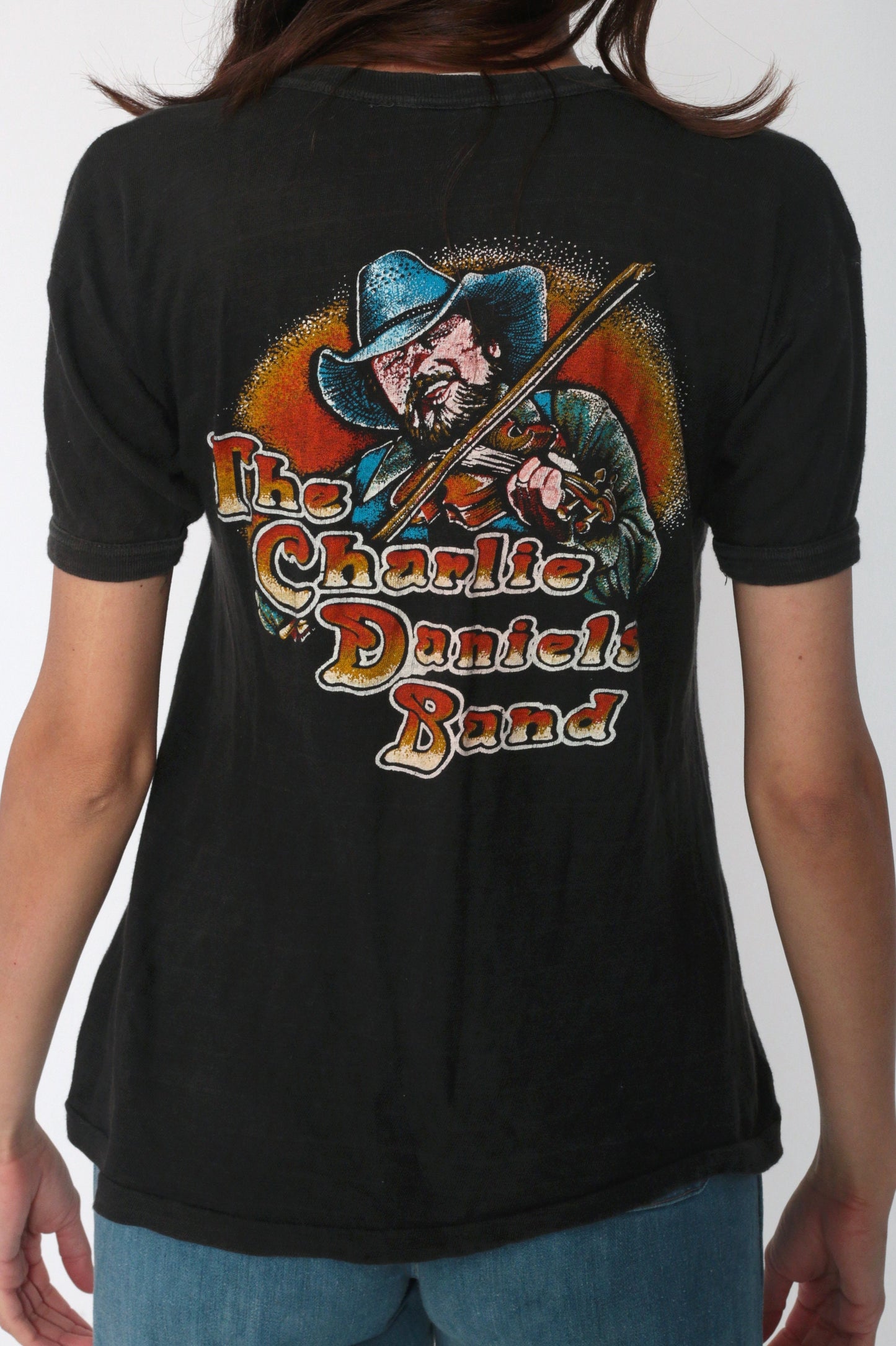 Charlie Daniels Band 70s Concert Tee Black Single Stitch Small