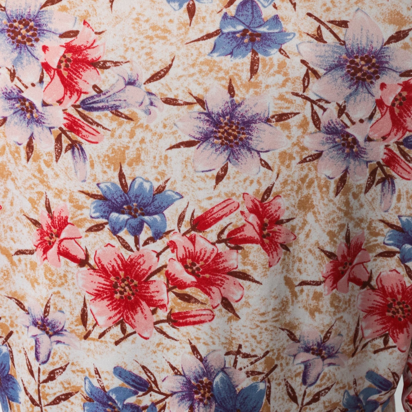70s Floral Button Up Shirt Pointed Collar Long Sleeve Flower Print Small