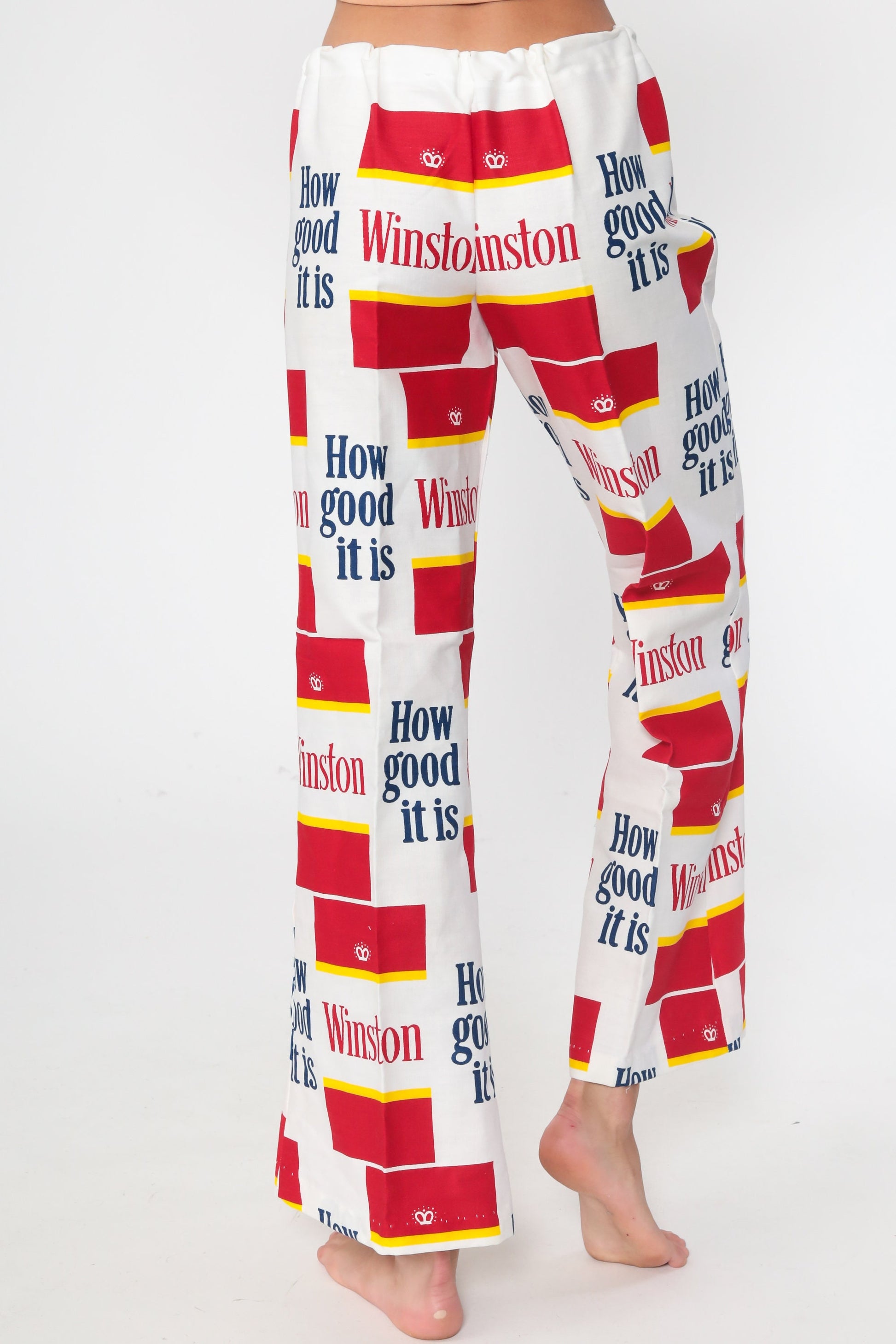 70s Winston Cigarettes Bell Bottom Pants High Waisted Cotton Medium