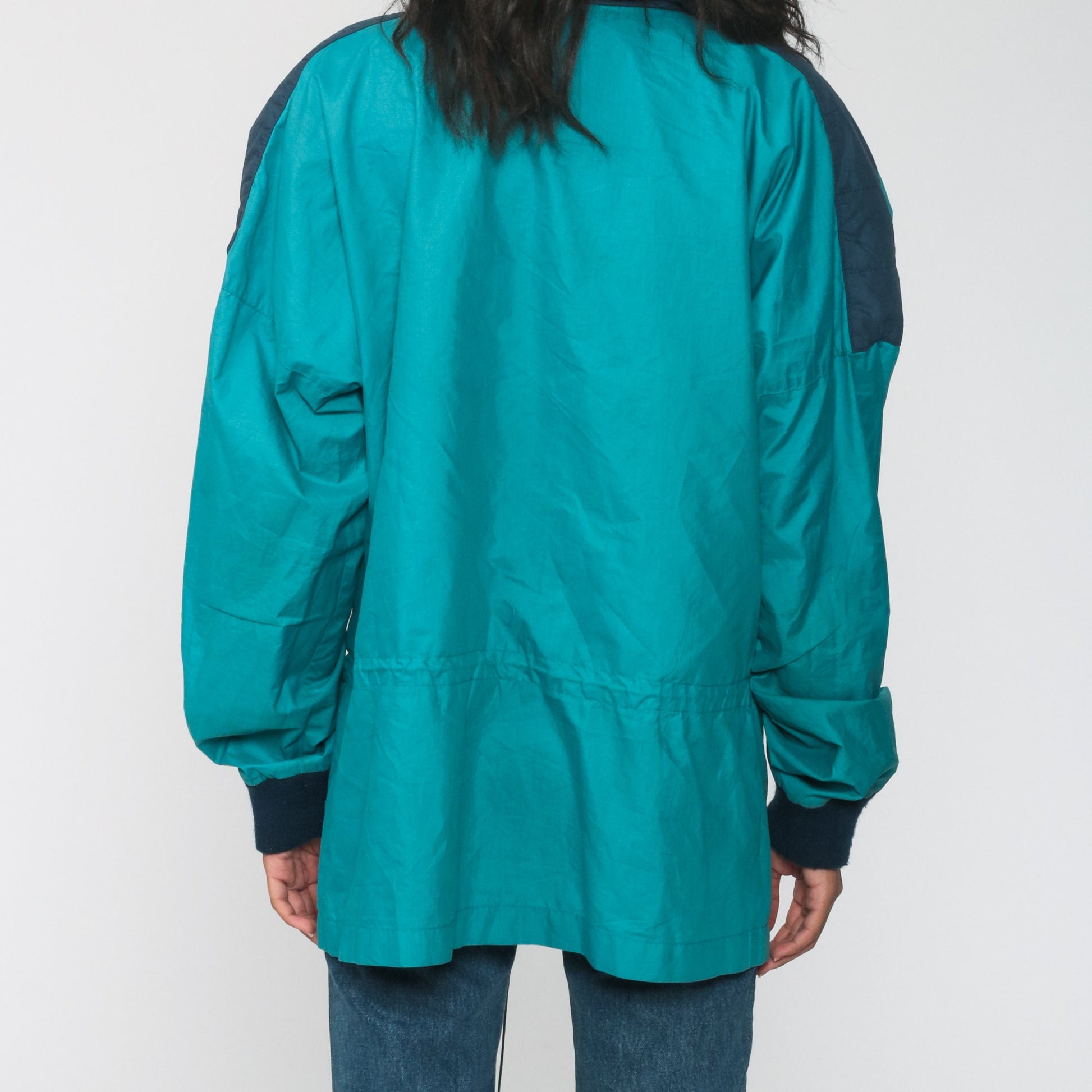 90s The North Face Windbreaker Turquoise Blue Nylon Jacket Large