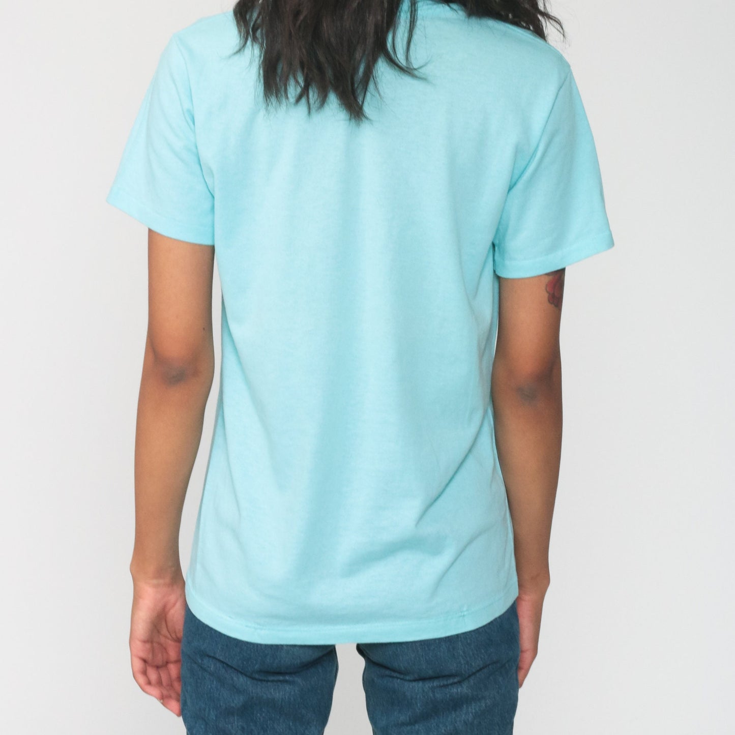 80s Flamingo Sunglasses Graphic T-Shirt Neon Aqua Single Stitch Extra Small