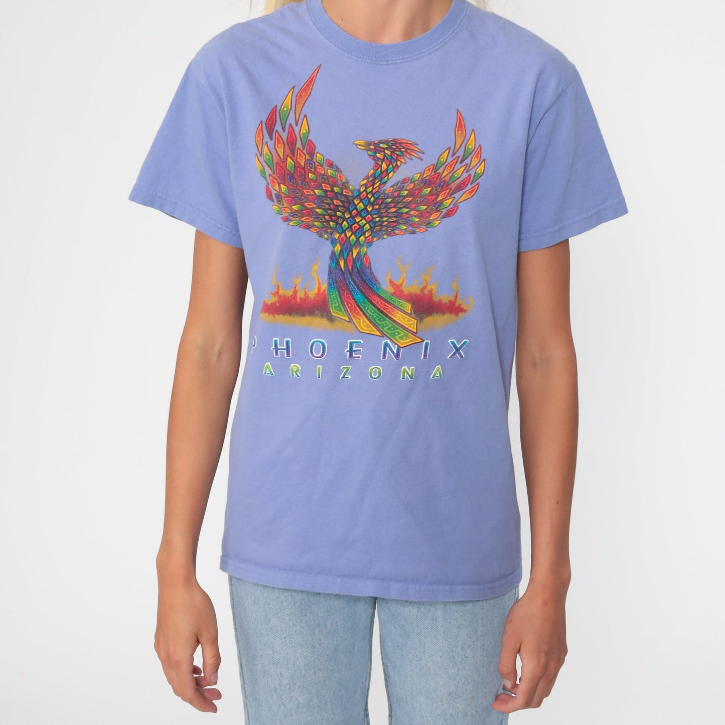 90s Phoenix Arizona Graphic T-Shirt Purple Flames Vintage Tee Small