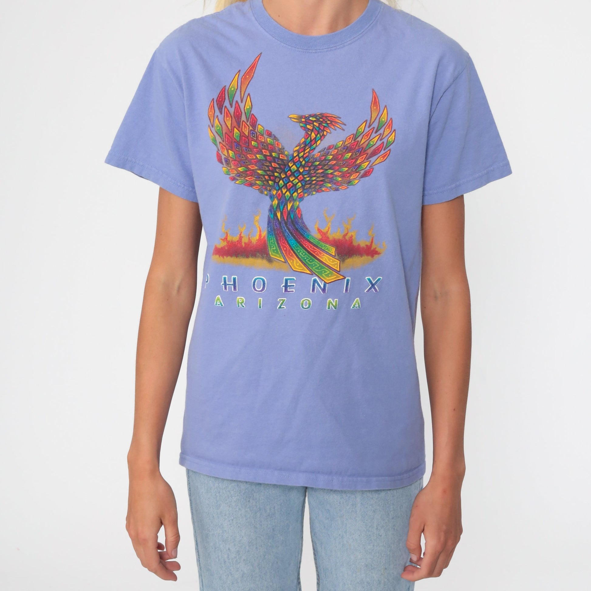 90s Phoenix Arizona Graphic T-Shirt Purple Flames Vintage Tee Small