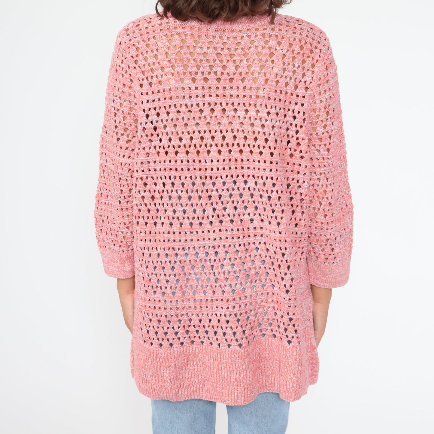 90s Pink Cotton Cutout Sweater Slouchy Pullover Extra Large XXL