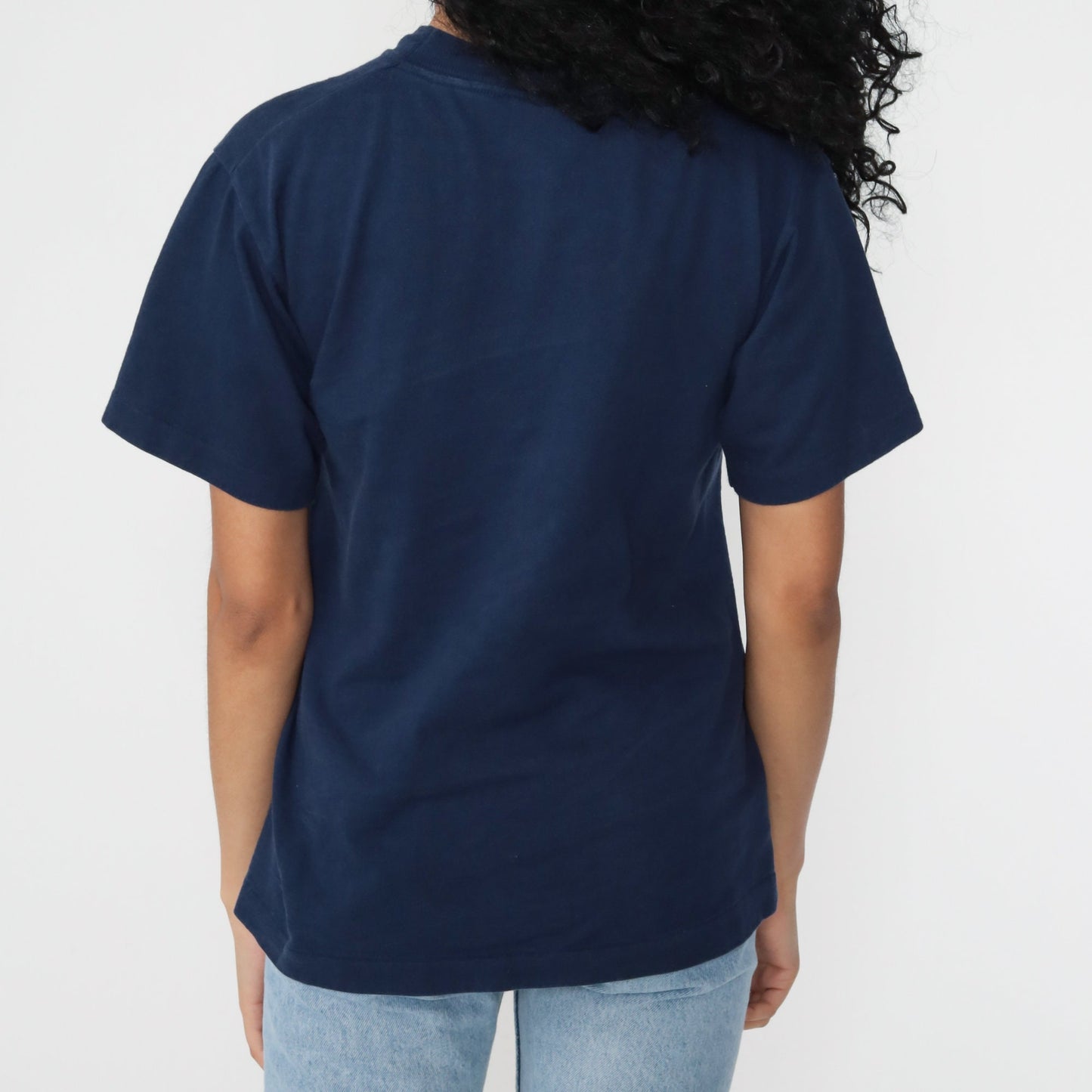 80s Utah Tree Graphic Tee Single Stitch Gold Glitter Navy Small