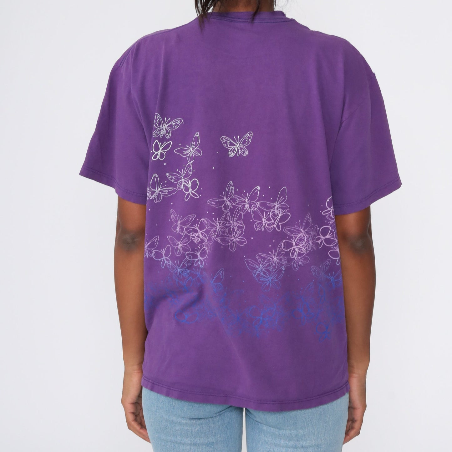 90s Reno Nevada Butterfly Graphic T-Shirt Purple Cotton Medium